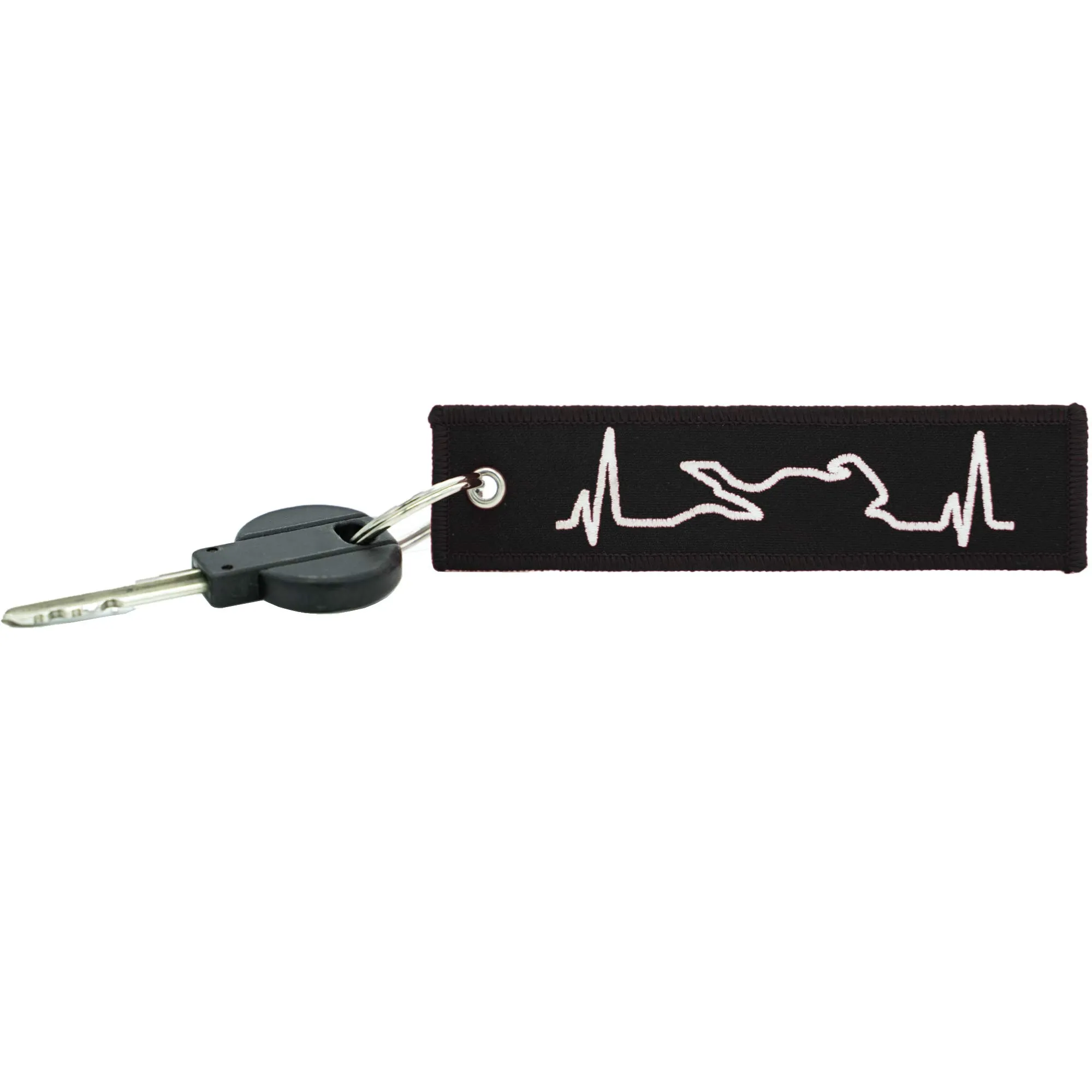 Autodomy Portachiavi Moto con Ricamo su Entrambi i Lati 12x 3cm - immagine 2