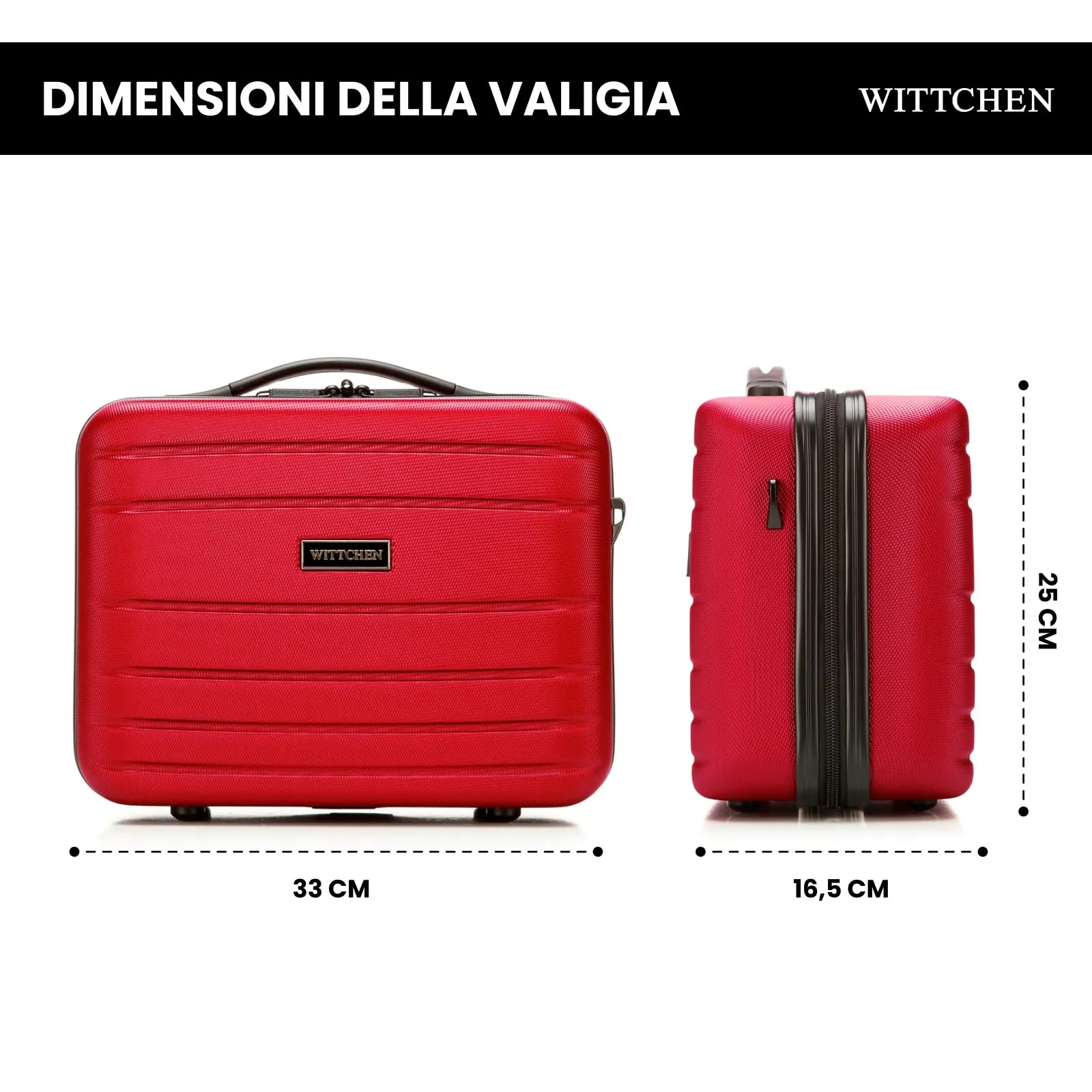 WITTCHEN Necessaire da viaggio Custodia per cosmetici Valigia da viaggio Bagaglio a mano Valigia cabina Valigia in ABS Borsa da toilette Rigido Globe Line Rosso Ryanair/ITA Airways - immagine 2