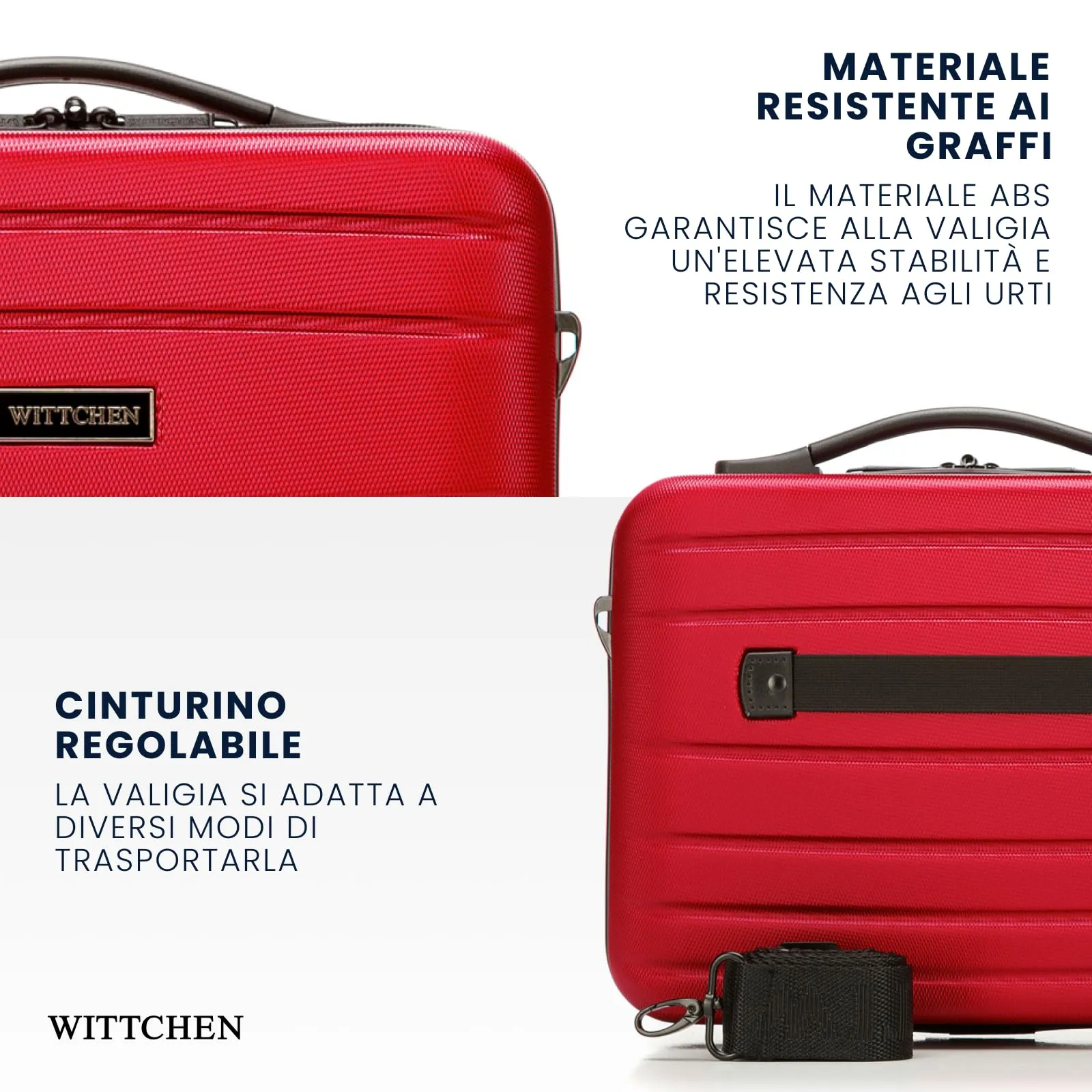WITTCHEN Necessaire da viaggio Custodia per cosmetici Valigia da viaggio Bagaglio a mano Valigia cabina Valigia in ABS Borsa da toilette Rigido Globe Line Rosso Ryanair/ITA Airways - immagine 3