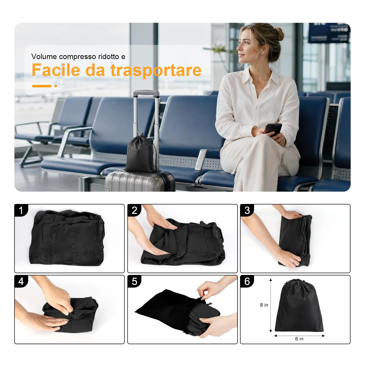 Maliton Poggiapiedi, poggiapiedi gonfiabile per aereo, cuscino da viaggio per bambini, altezza regolabile, poggiagambe per auto, treno, ufficio, pieghevole e portatile da viaggio (nero, 1 pezzo) - immagine 6