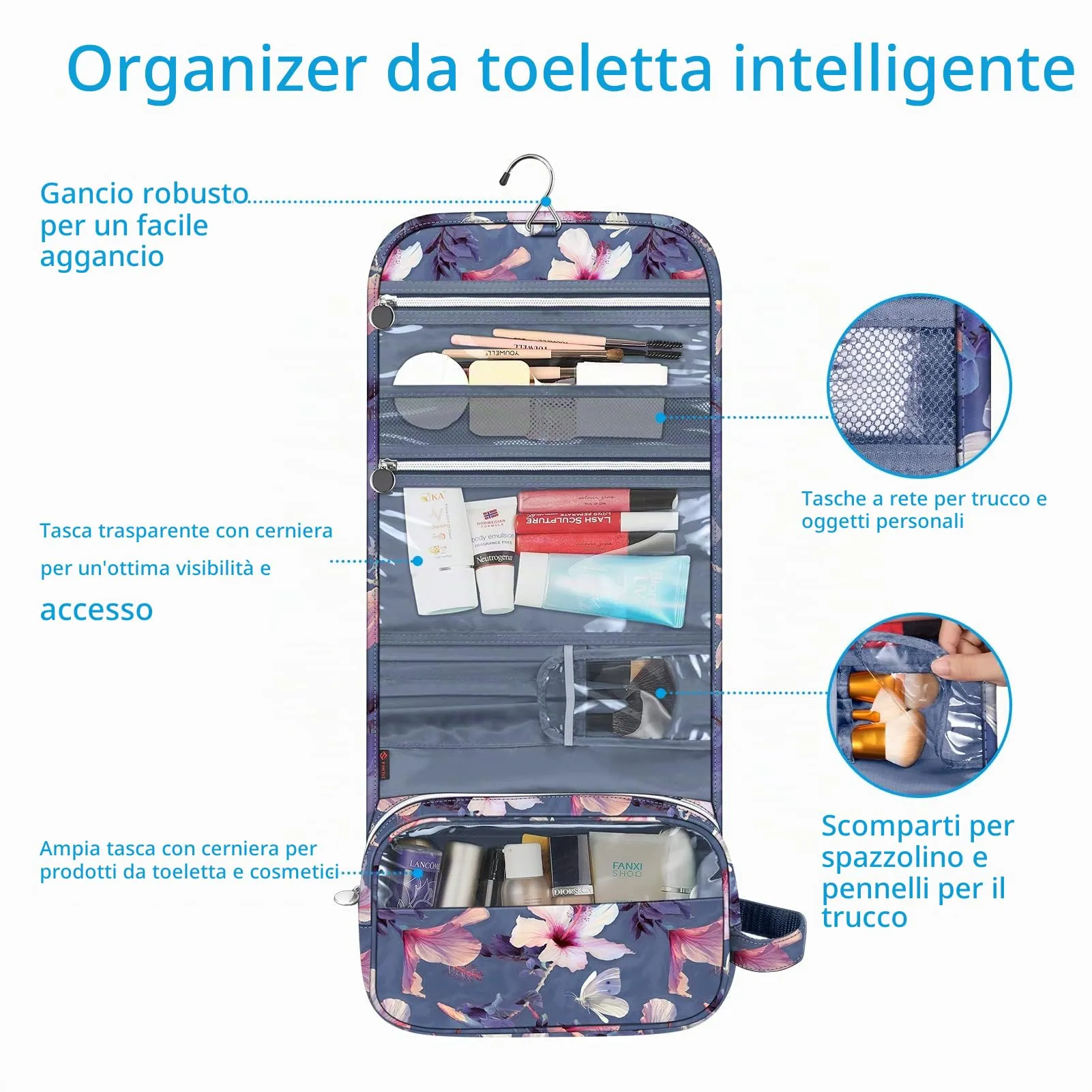 FINTIE Beauty Case da Viaggio Portatile Trucco - immagine 2