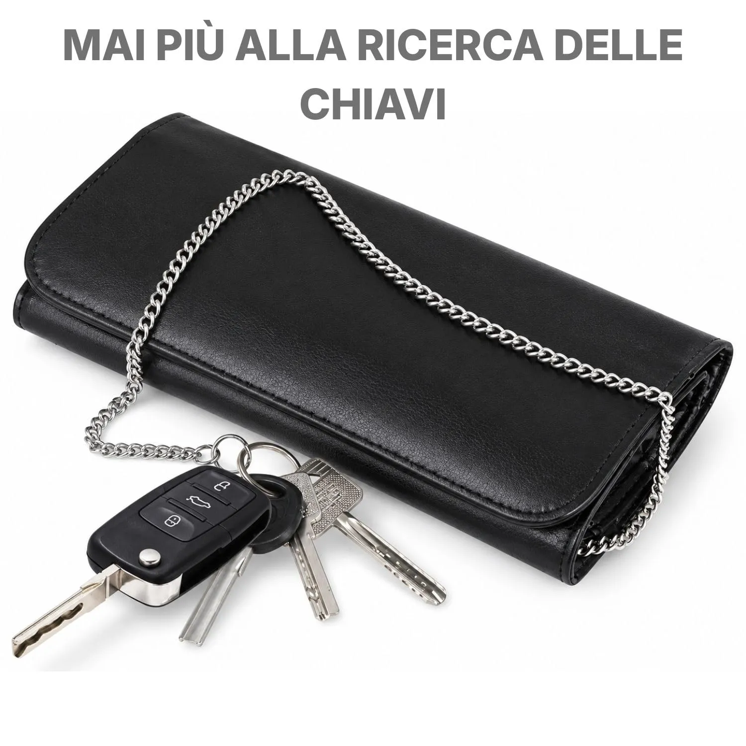 welsberg Set di 2 Portachiavi a Catena Lunga in Acciaio Inox, 50 cm - immagine 5