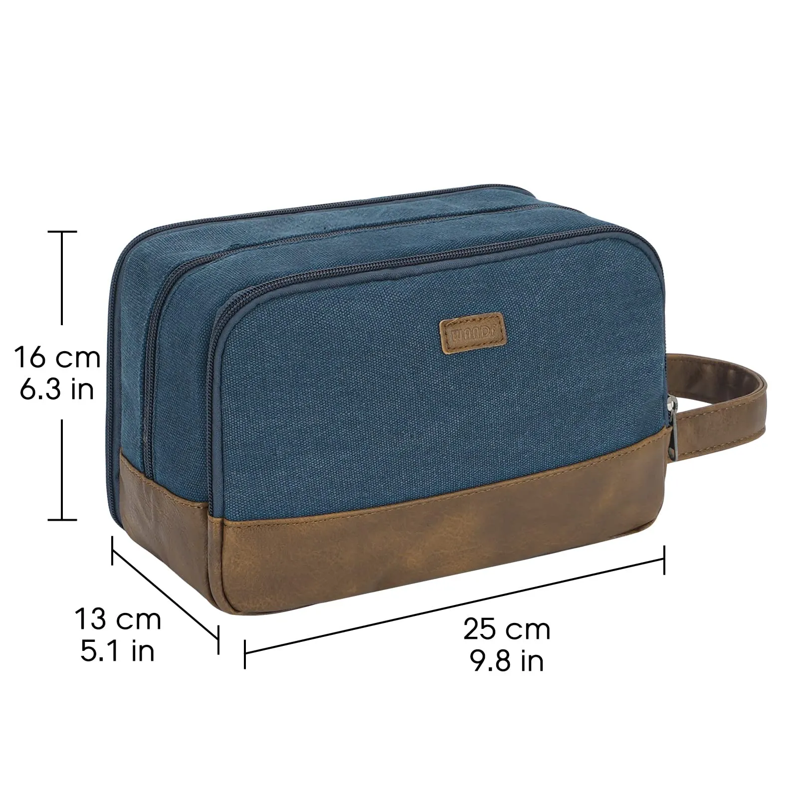 WANDF Beauty Case Uomo da Viaggio – Borsa da Toilette Impermeabile Organizer Capiente per Accessori da Barba e Igiene, con Manico Laterale (Blu) - immagine 7