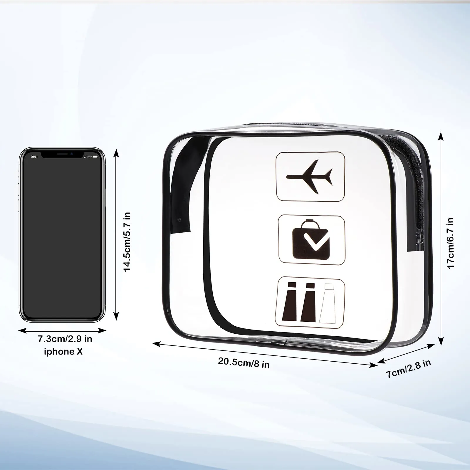 Oderra 2 Sacchetti Beauty Case Trasparente, 20.5 x 7 x 17 cm - immagine 2