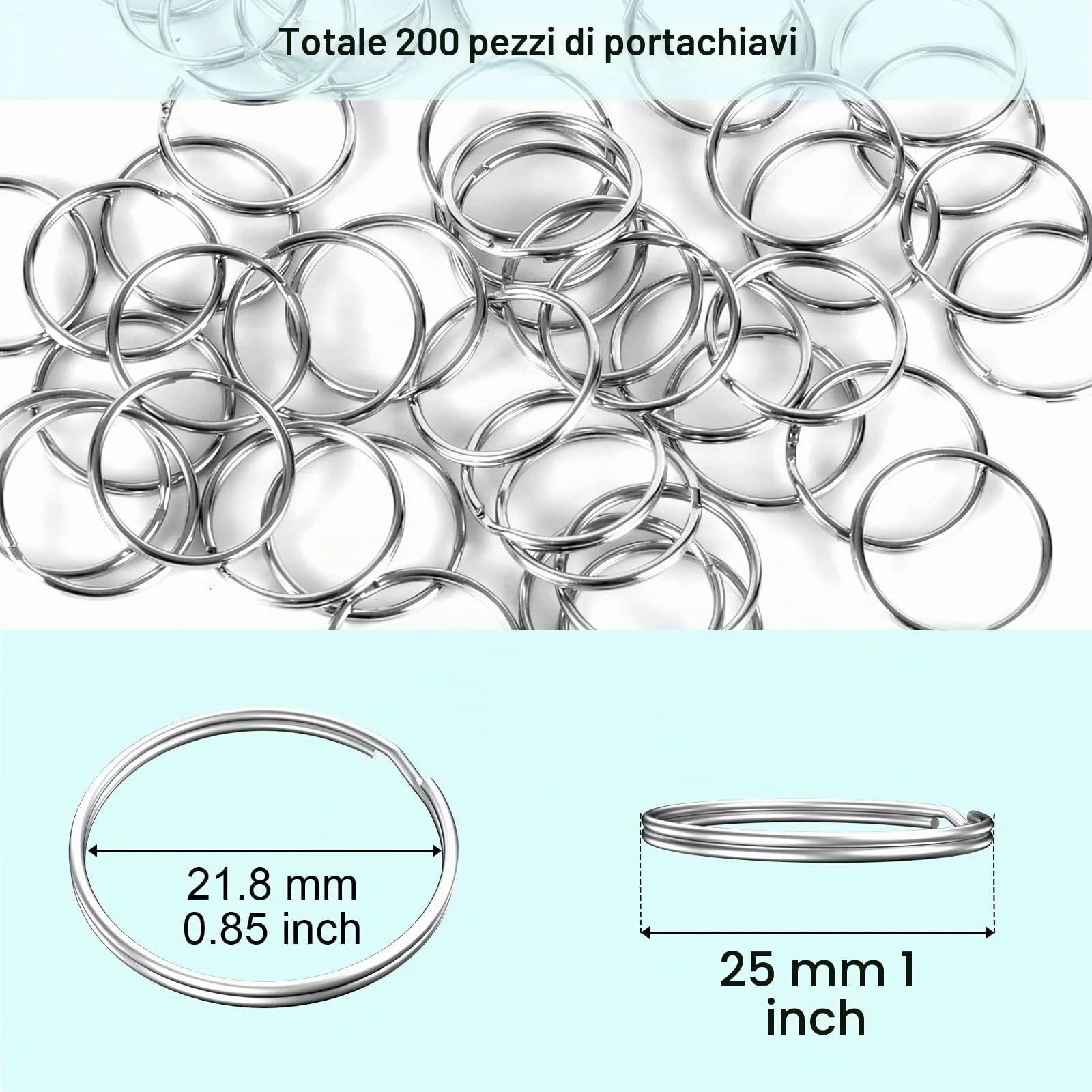 100 pezzi di anelli portachiavi, anelli da 25 mm di diametro per portachiavi - immagine 2