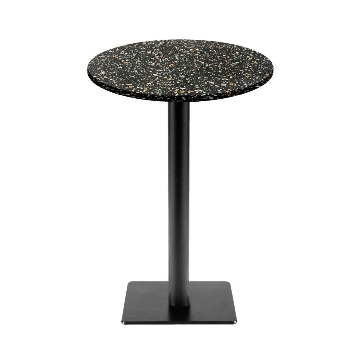 RestooTab Tavolo alto Milano-T rotondo - laminato pietra; 113x60 cm (HxØ); nero/terazzo; rotonda - immagine 1