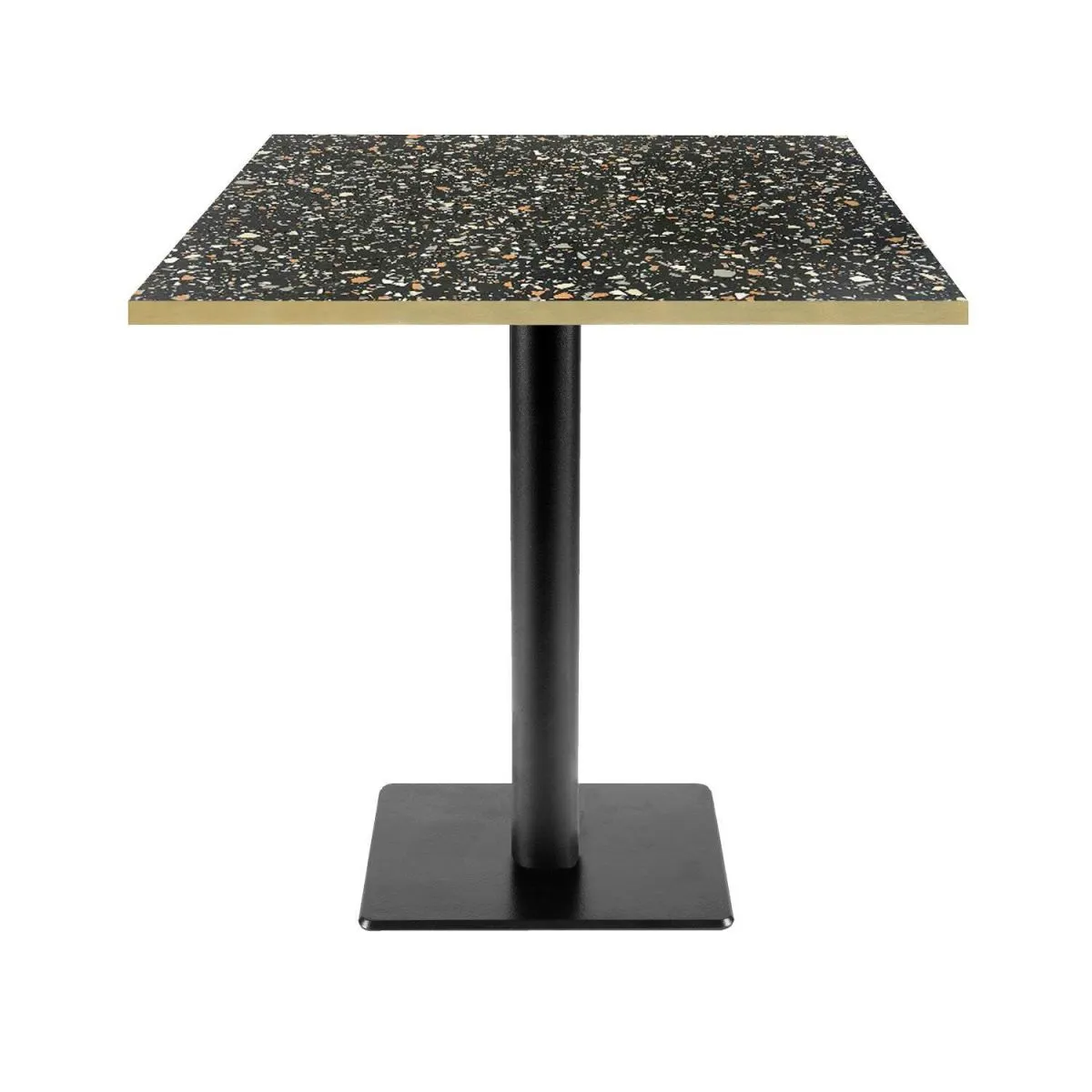 RestooTab Tavolo Milano-T quadrato - laminato pietra; 70x70x75 cm (LxLxH); nero/terazzo/ottone; quadrata - immagine 1