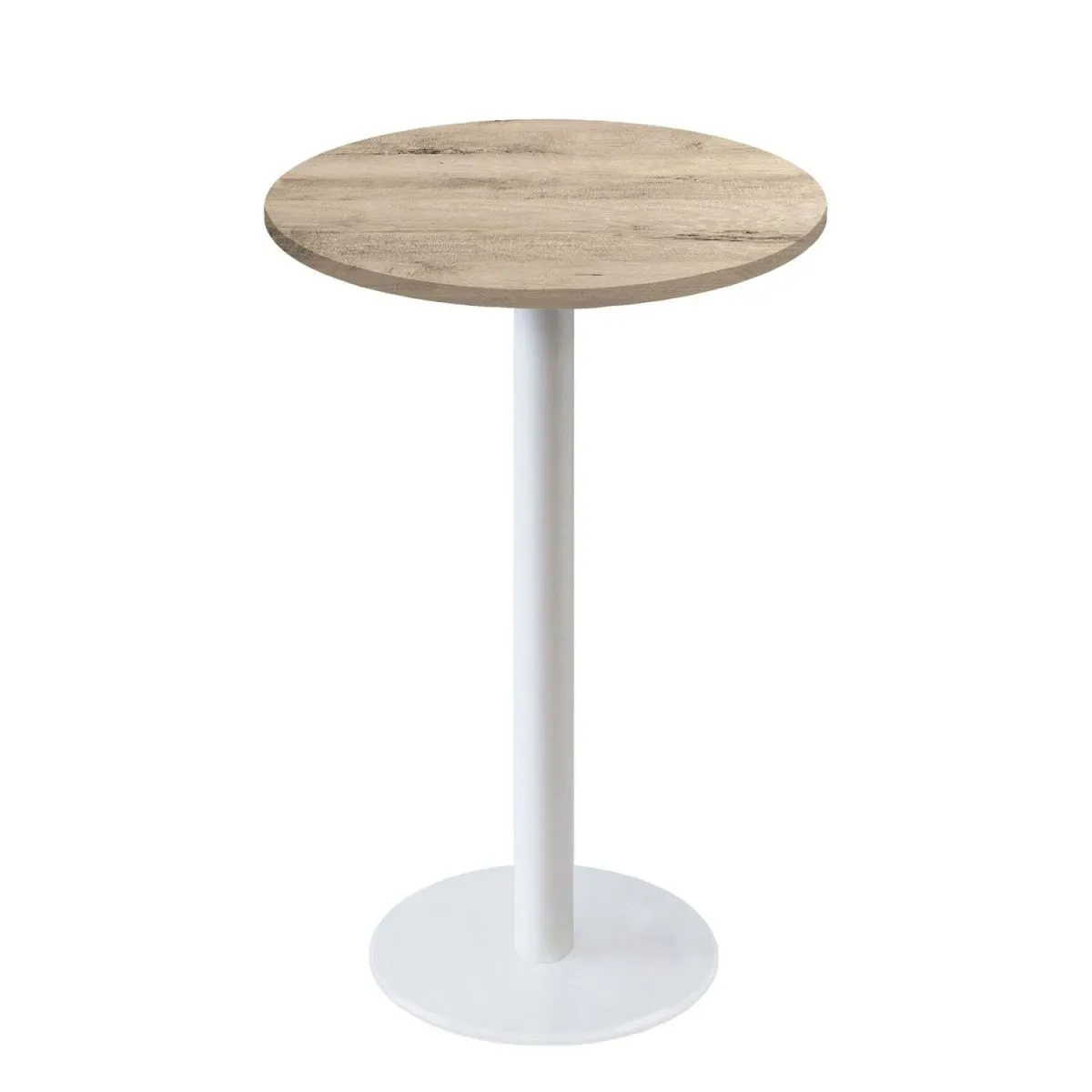 RestooTab Tavolo alto Roma rotondo base bianco - laminato legno & pietra; 113x60 cm (HxØ); quercia/naturale; rotonda - immagine 1
