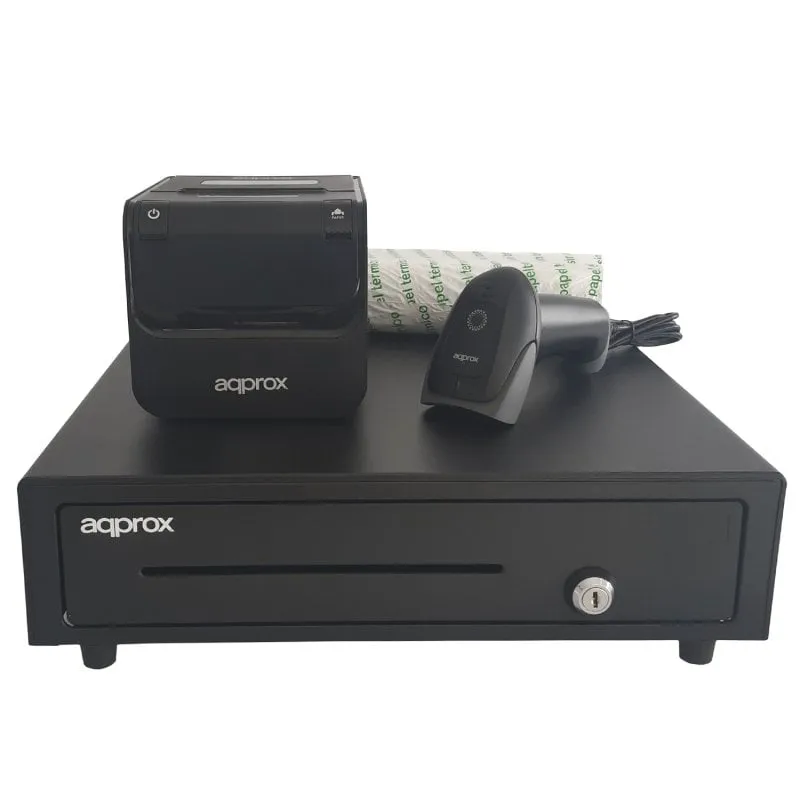 Circa appPOSPACK4180-2D Stampante termica Ethernet con cassetto e lettore 2D, rotoli inclusi - immagine 1