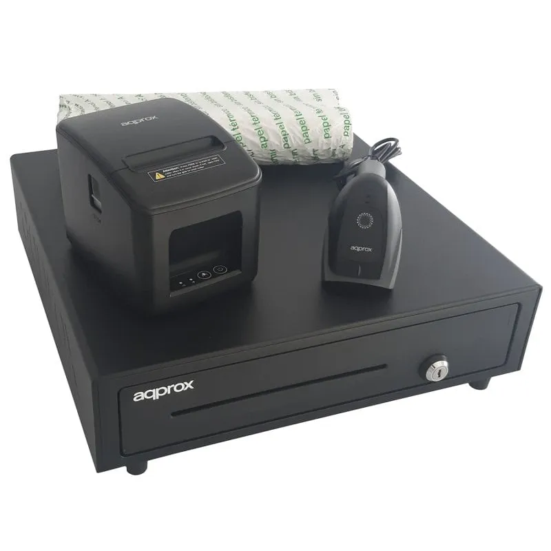 Circa appPOSPACK4180USB-2D Stampante termica USB con tecnologia 2D e taglio automatico, pacchetto completo - immagine 1