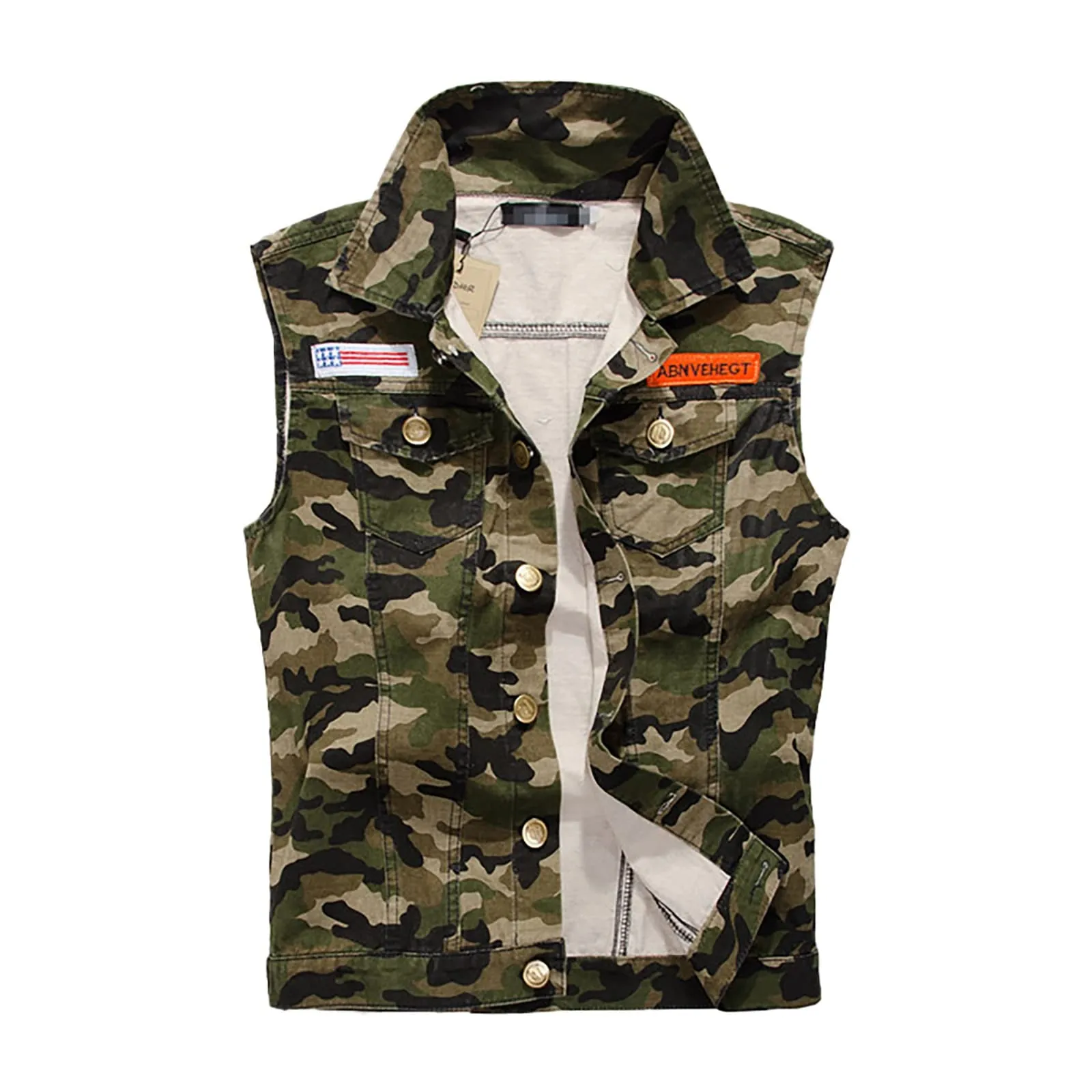 Gilet in jeans da uomo, mimetico, per il tempo libero, per fotografo, senza maniche, per attività all'aria aperta, campeggio, multi-tasca, senza maniche, gilet in jeans, Mimetico, XXXL - immagine 2