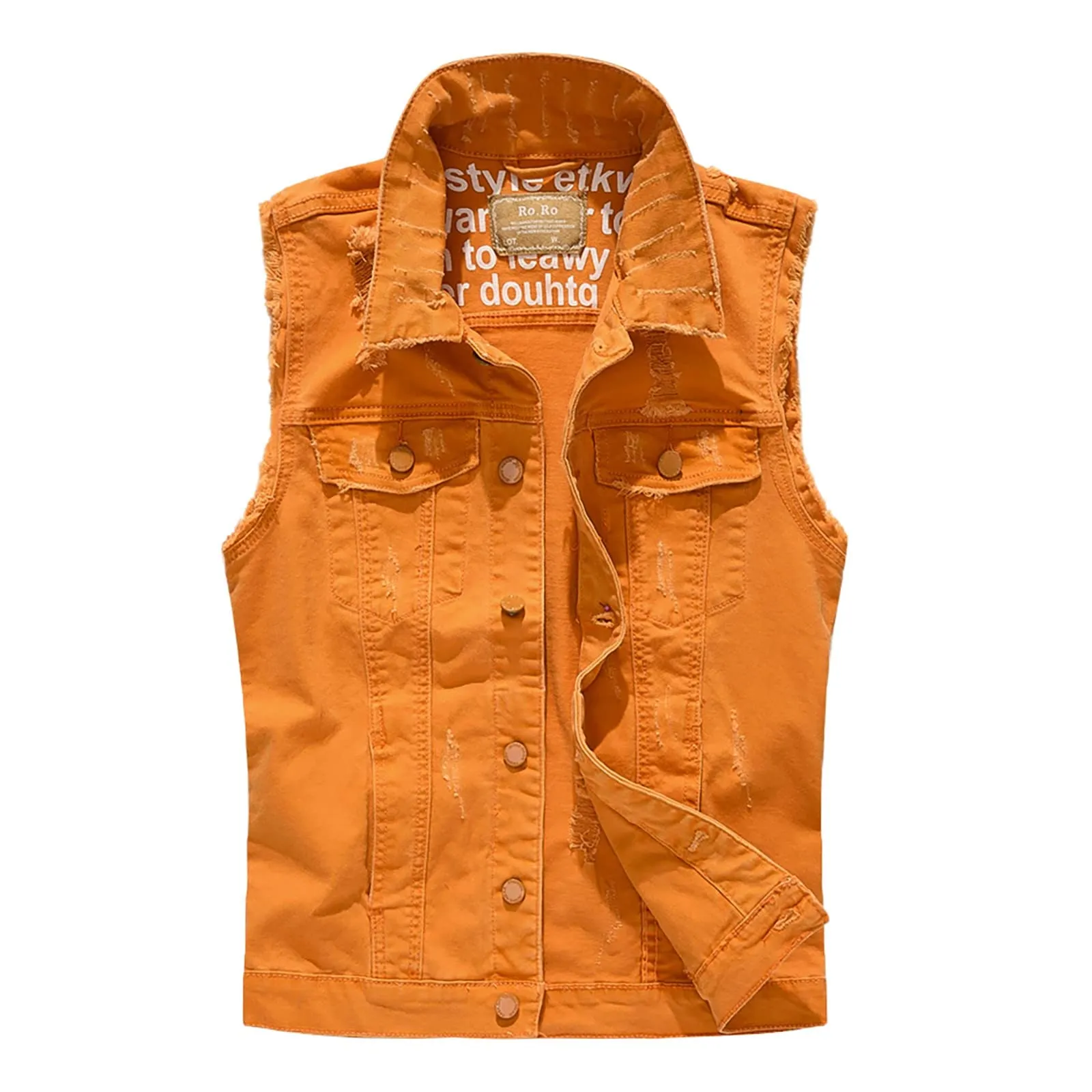 Gilet in jeans da uomo, mimetico, per il tempo libero, per fotografo, senza maniche, per attività all'aria aperta, campeggio, multi-tasca, senza maniche, gilet in jeans, Colore: arancione., XXXL - immagine 2