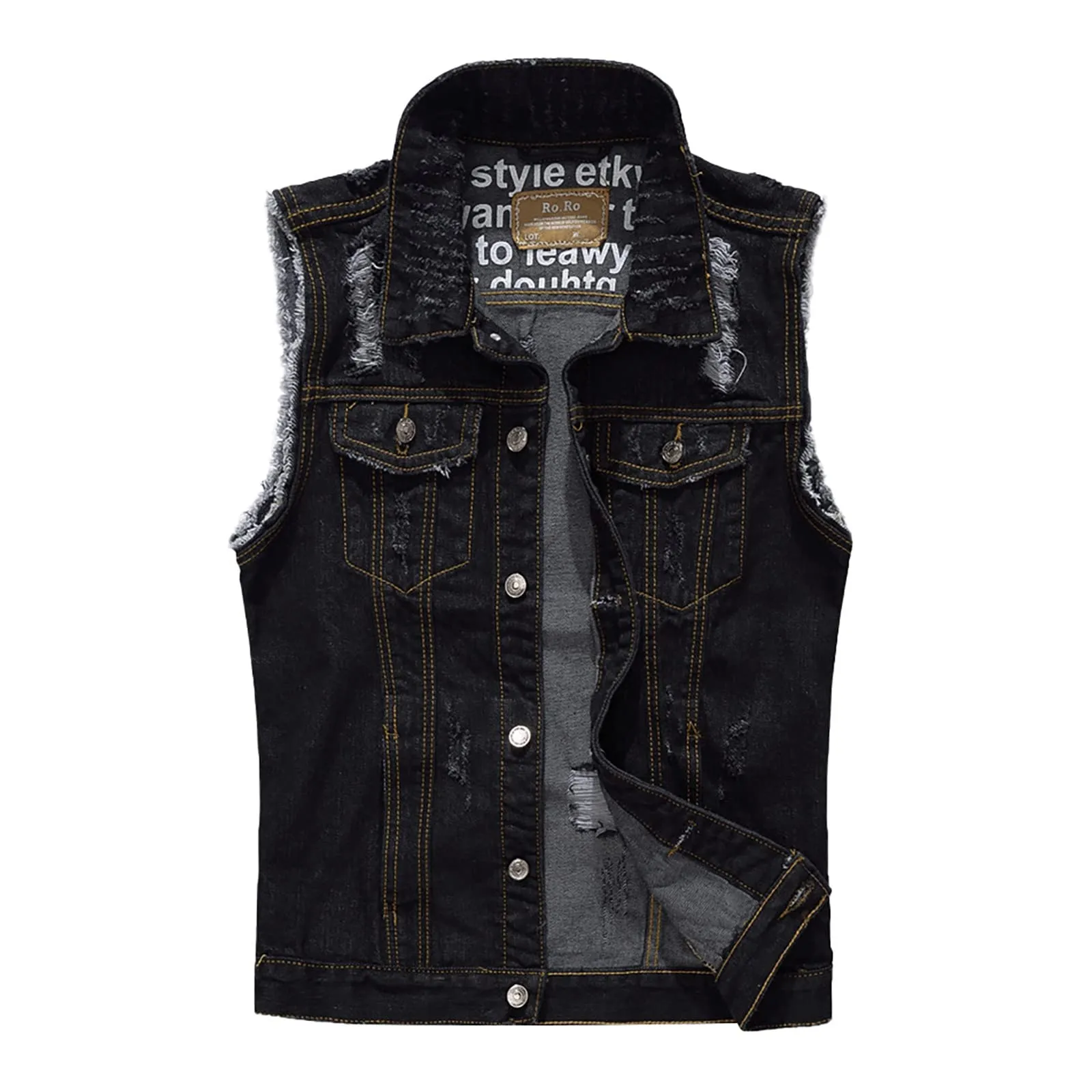 Gilet in jeans da uomo, mimetico, per il tempo libero, per fotografo, senza maniche, per attività all'aria aperta, campeggio, multi-tasca, senza maniche, gilet in jeans, Nero , XL - immagine 1