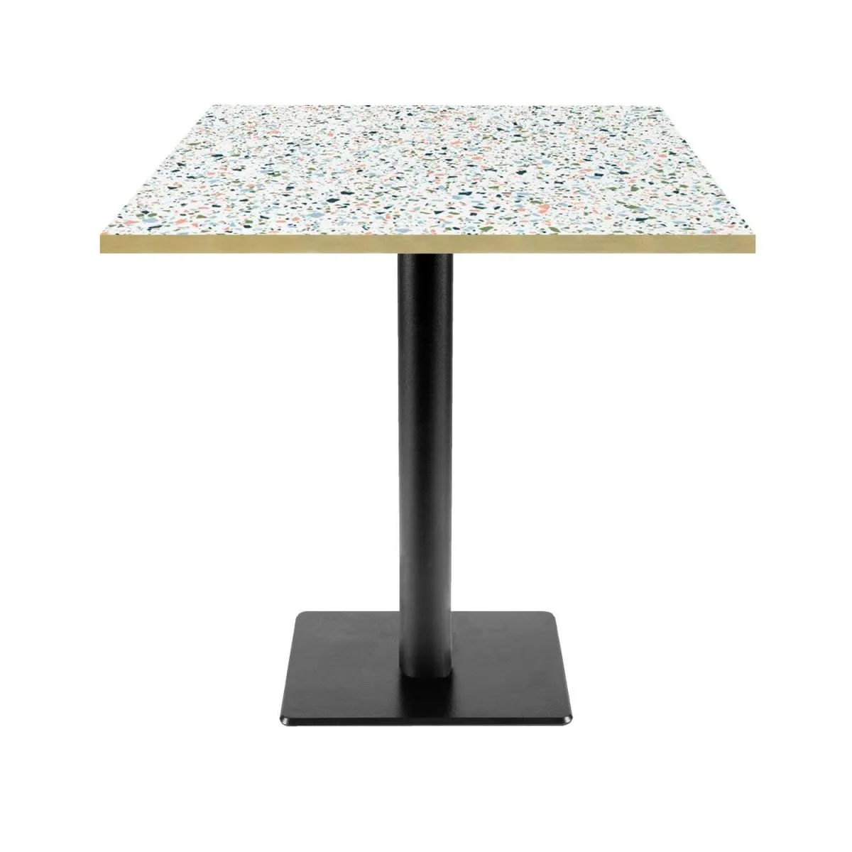 RestooTab Tavolo Milano-T quadrato - laminato pietra; 70x70x75 cm (LxLxH); multicolore/terazzo/ottone; quadrata - immagine 1