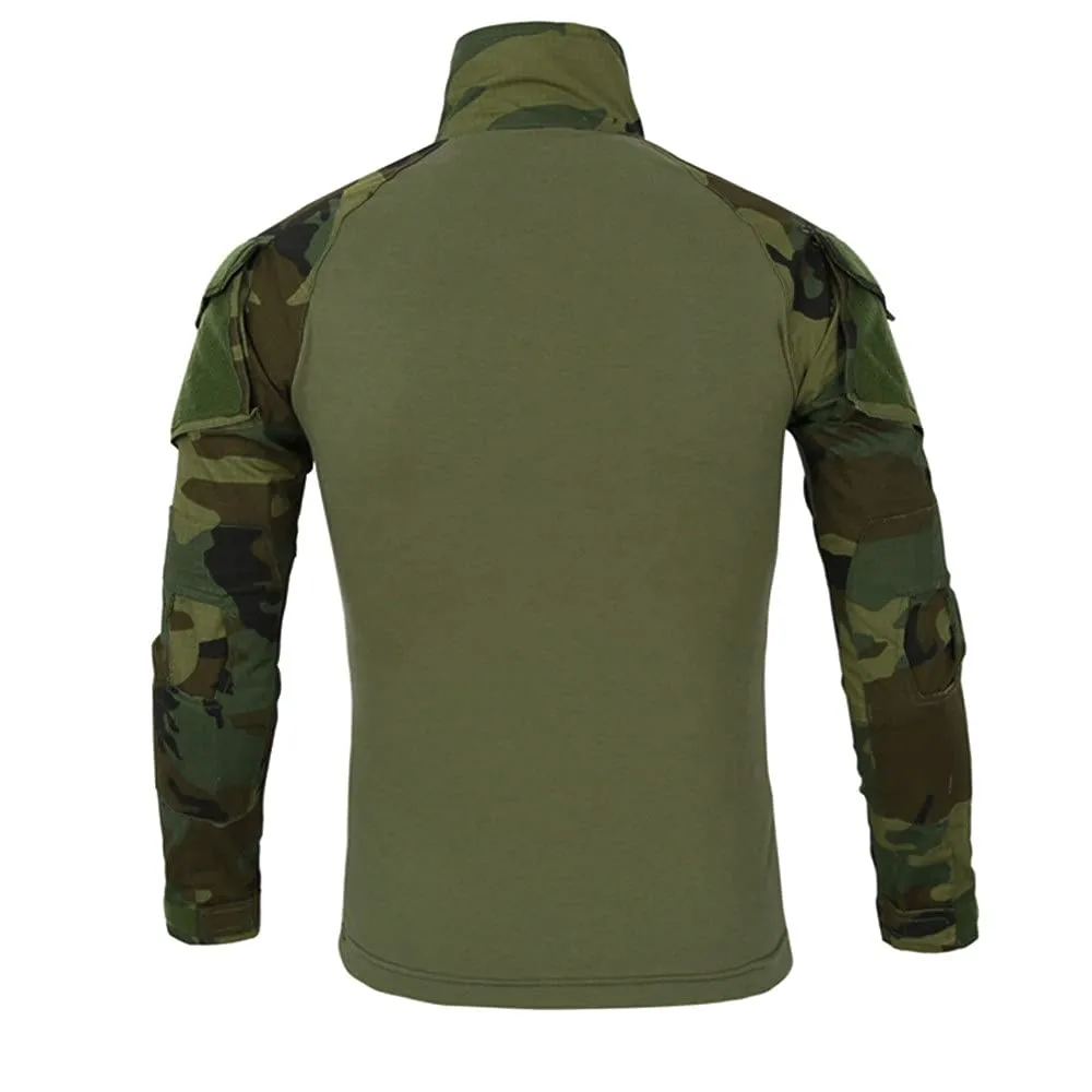 Duohropke Maglietta Militare Da Uomo Tattica Combat Shirt Slim Fit A Maniche Lunghe Maglietta Mimetica Paintball Airsoft Army Camicia Uniforme Militare, Verde Militare, XXL - immagine 4