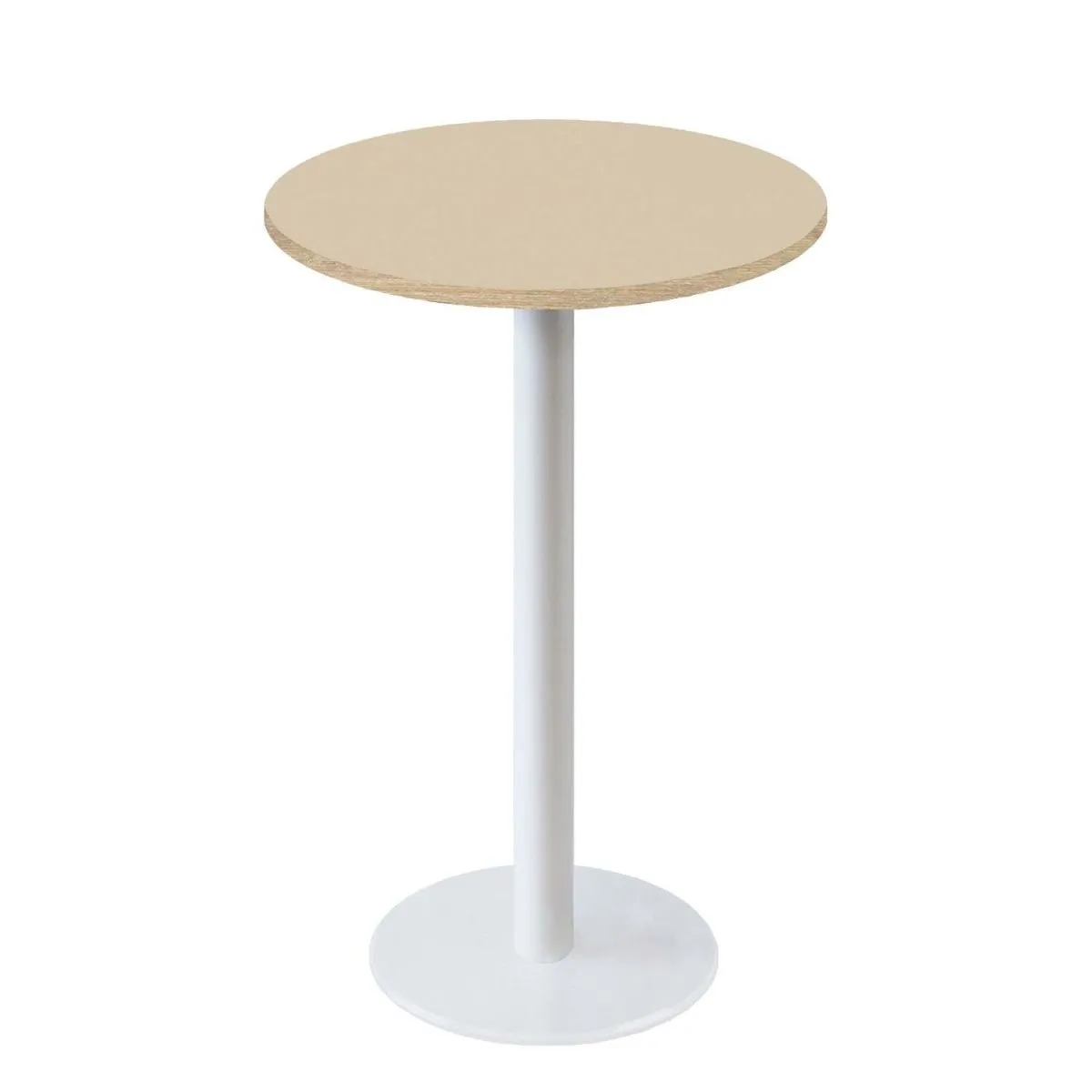 RestooTab Tavolo alto Roma rotondo base bianco - laminato tinta unita; 113x60 cm (HxØ); beige/marrone; rotonda - immagine 1