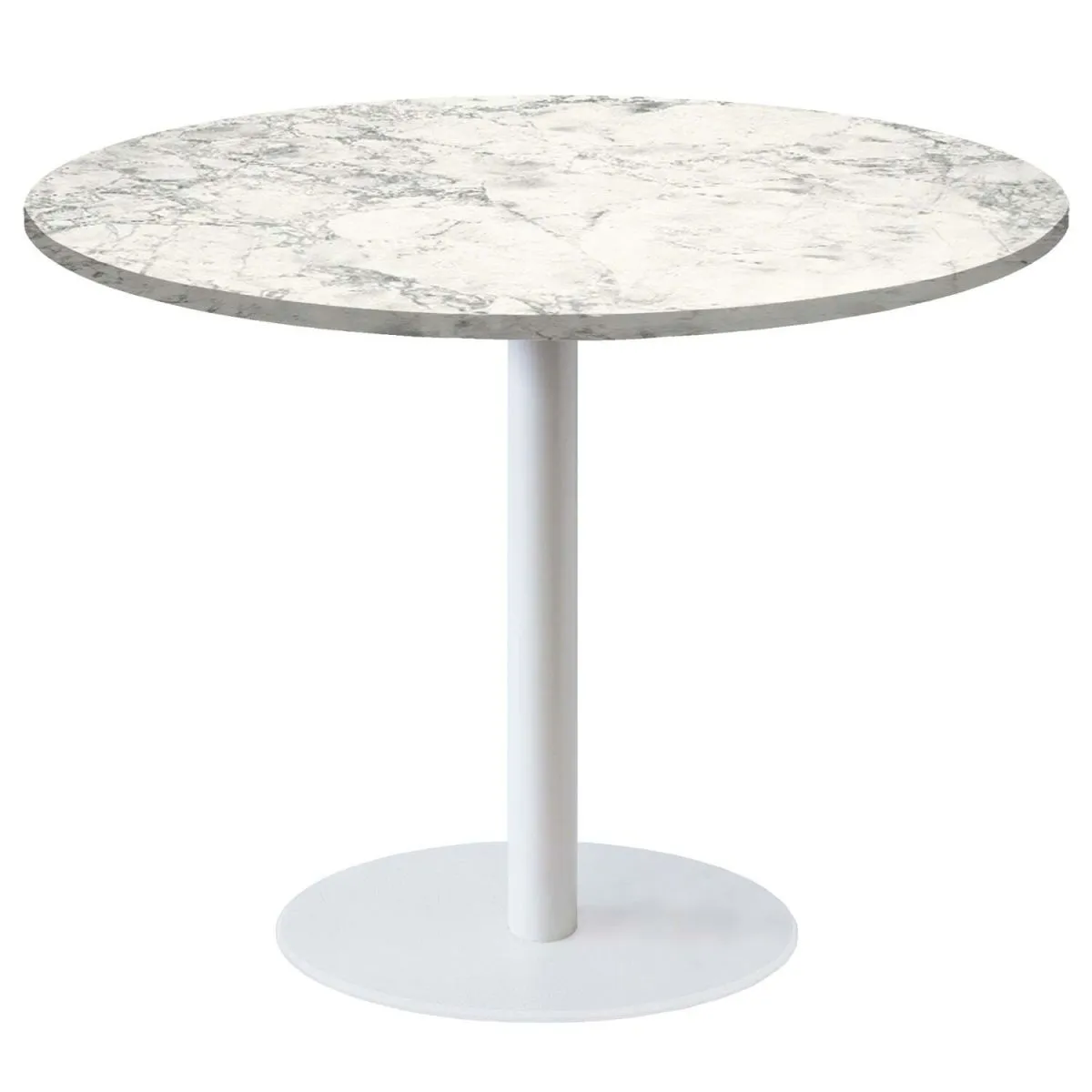 RestooTab Tavolo Roma XL rotondo base bianco - laminato legno & pietra; 75x120 cm (HxØ); grigio chiaro/ottone/marmorizzato; rotonda - immagine 1