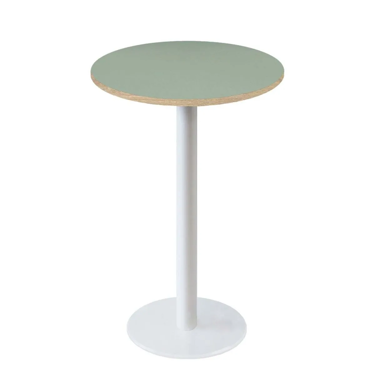 RestooTab Tavolo alto Roma rotondo base bianco - laminato tinta unita; 113x60 cm (HxØ); verde chiaro/marrone; rotonda - immagine 1