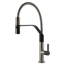Miscelatore lavello semiprofessionale doccetta MESH FInox e Matt black 60005 599 - immagine 1