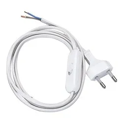 Cavo elettrico per abat jour con interruttore H03VVH2-F 2x0,75 mmq (1,5m) Bianco PP0372 - immagine 1