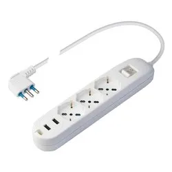 Multipresa tavolo 3P (+2 USB) 10/16A Bianco PP2526 - immagine 1