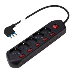 Multipresa tavolo con interruttori indipendenti 5P 10/16A Multiswitch Nero PP2509 2 - immagine 1
