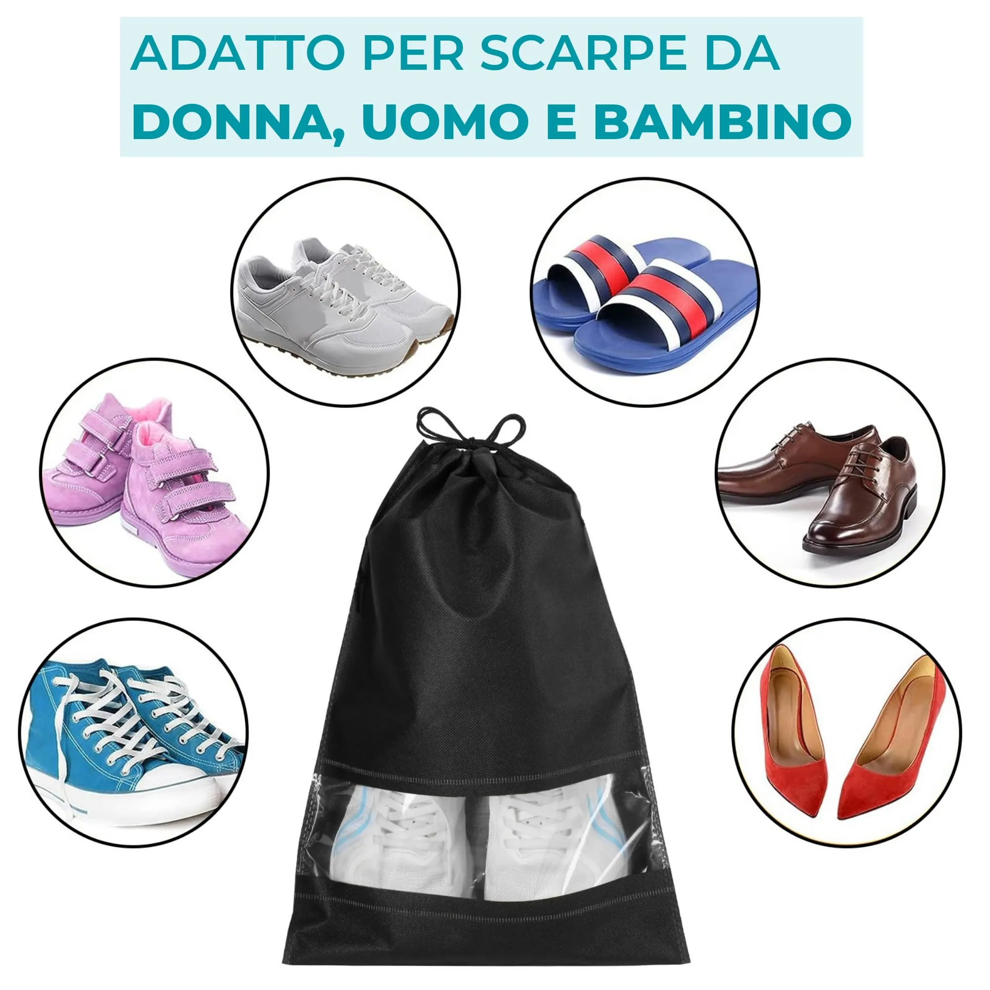 Welsberg 10 Borsa per Scarpe da Viaggio, Sacchetti per Calzature, 32x44 cm - immagine 2