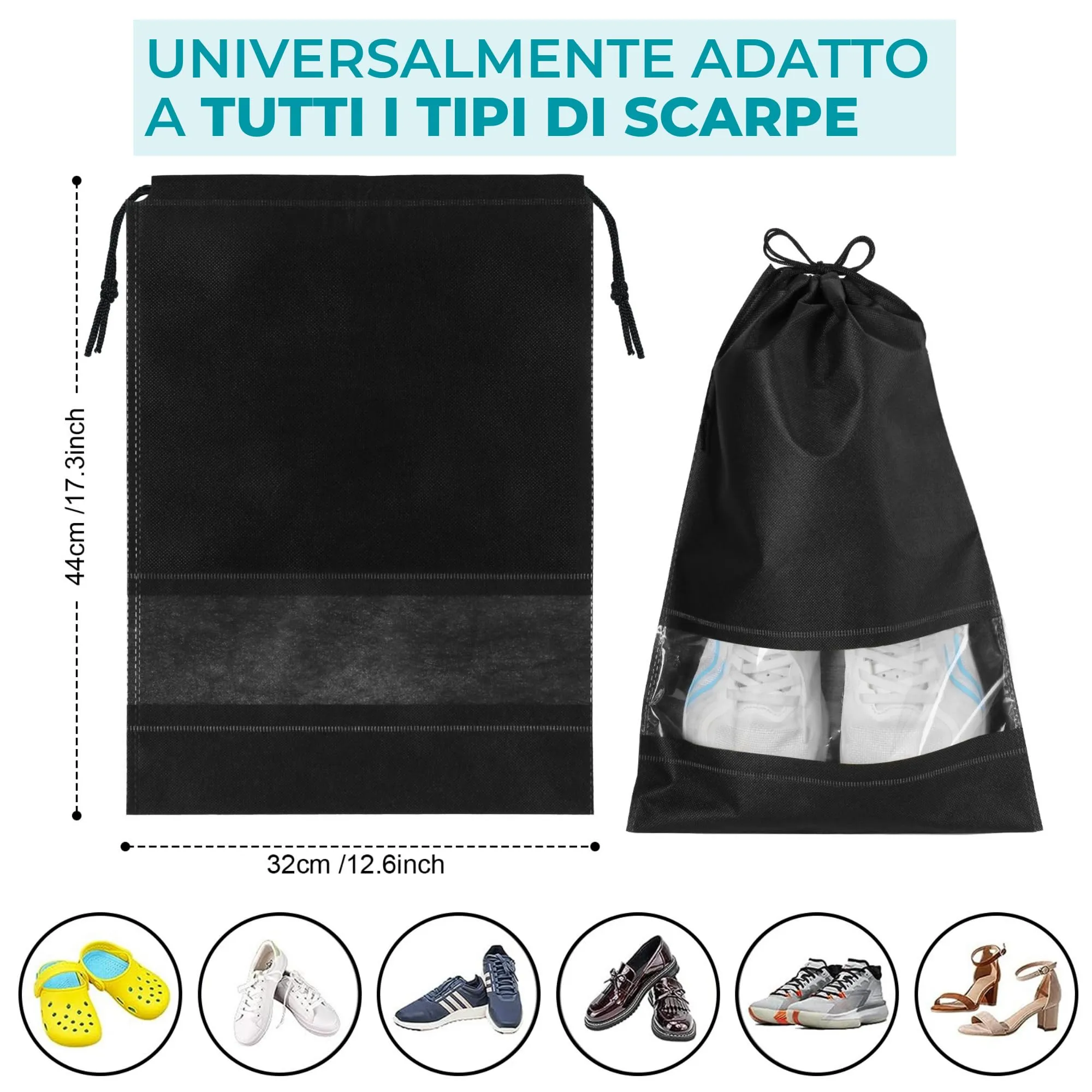 Welsberg 10 Borsa per Scarpe da Viaggio, Sacchetti per Calzature, 32x44 cm - immagine 3