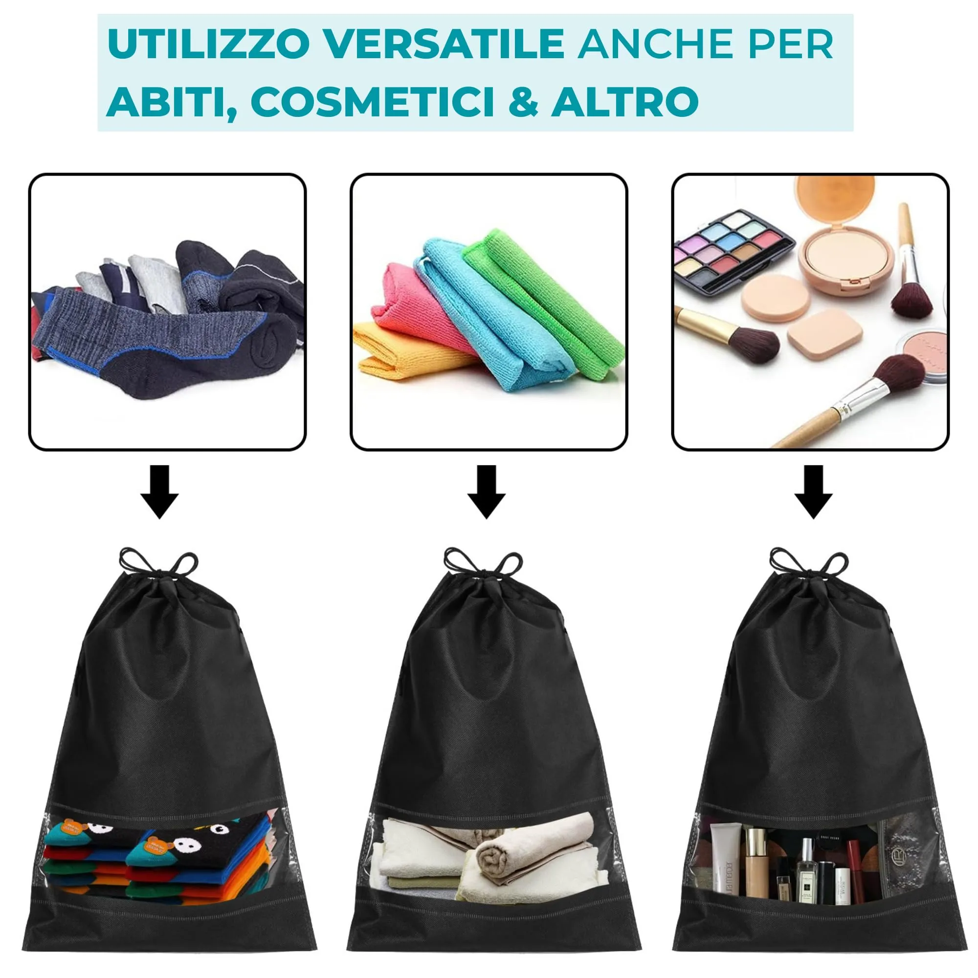 Welsberg 10 Borsa per Scarpe da Viaggio, Sacchetti per Calzature, 32x44 cm - immagine 6