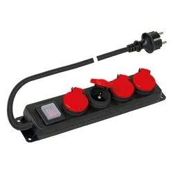 Multipresa tavolo con interruttore 4P uso esterno 10/16A Nero e Rosso PP2508 - immagine 1