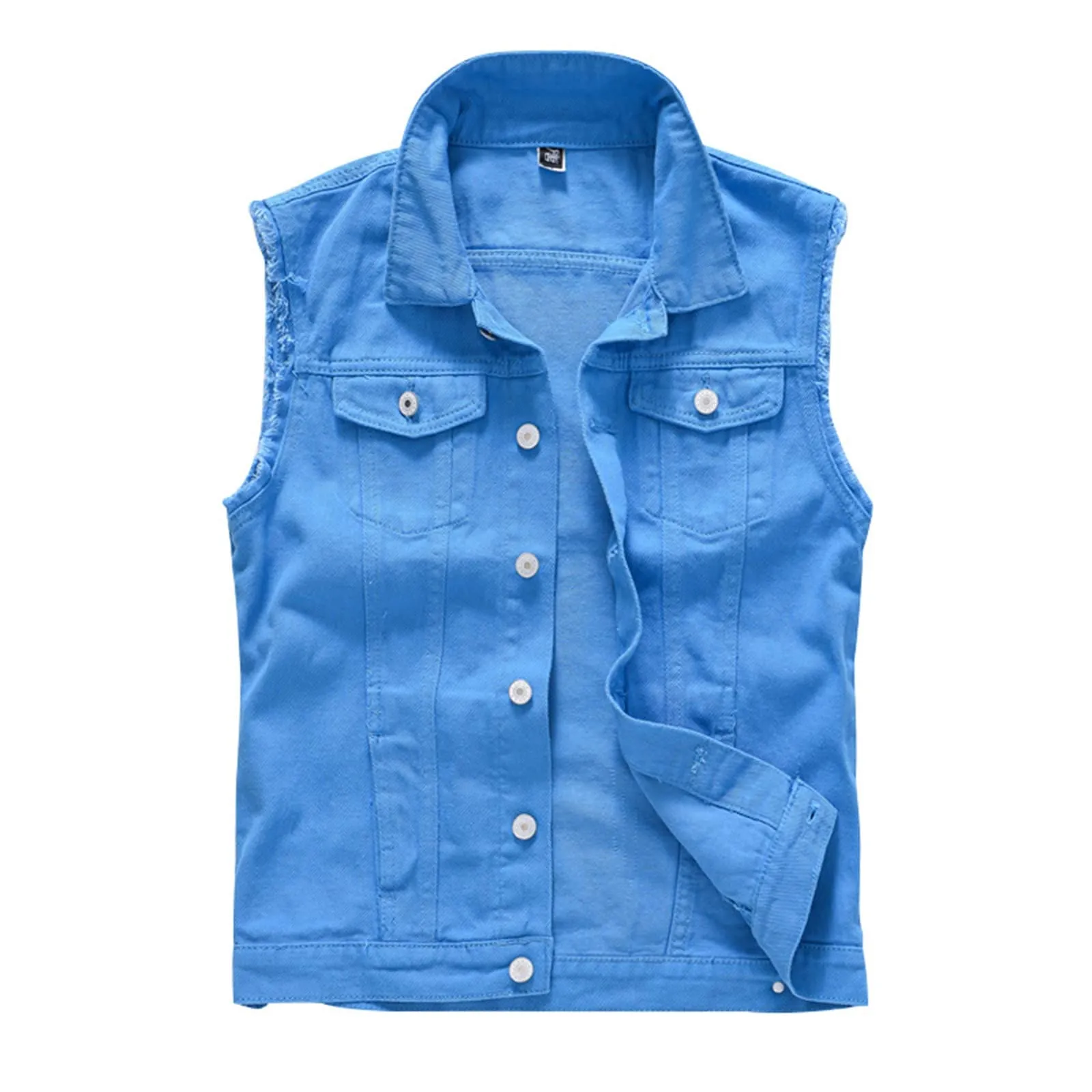 Gilet in jeans da uomo, mimetico, per il tempo libero, per fotografo, senza maniche, per attività all'aria aperta, campeggio, multi-tasca, senza maniche, gilet in jeans, G blu cielo., 3XL - immagine 1