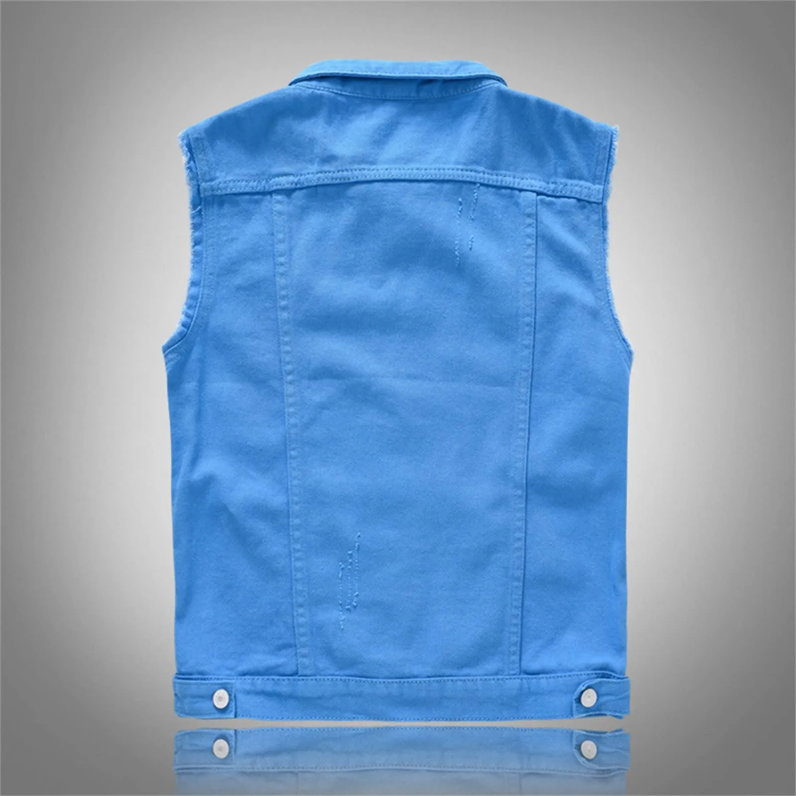 Gilet in jeans da uomo, mimetico, per il tempo libero, per fotografo, senza maniche, per attività all'aria aperta, campeggio, multi-tasca, senza maniche, gilet in jeans, G blu cielo., XL - immagine 4