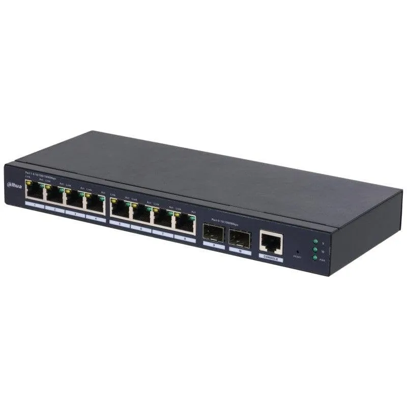 Switch Dahua SG4010-2F 8 Porte Gigabit + 2 SFP VLAN Jumbo Frames L2 - immagine 1