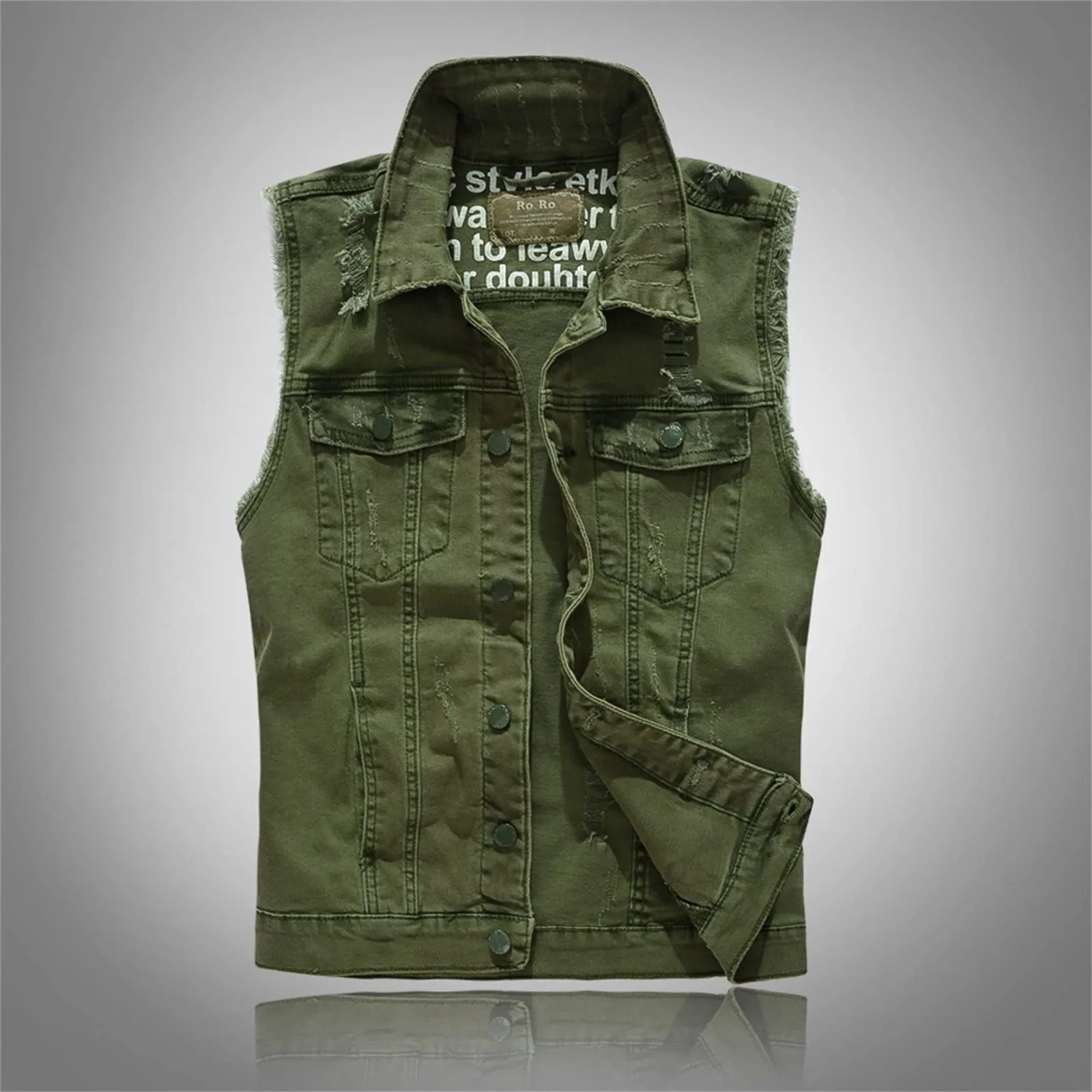 Gilet in jeans da uomo, mimetico, per il tempo libero, per fotografo, senza maniche, per attività all'aria aperta, campeggio, multi-tasca, senza maniche, gilet in jeans, G verde., XXXL - immagine 2