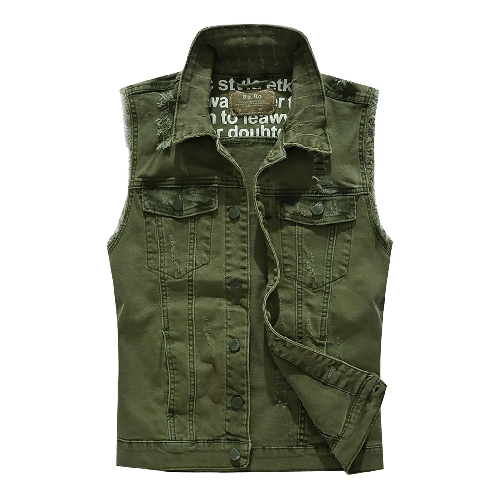 Gilet in jeans da uomo, mimetico, per il tempo libero, per fotografo, senza maniche, per attività all'aria aperta, campeggio, multi-tasca, senza maniche, gilet in jeans, G verde., XXL - immagine 1