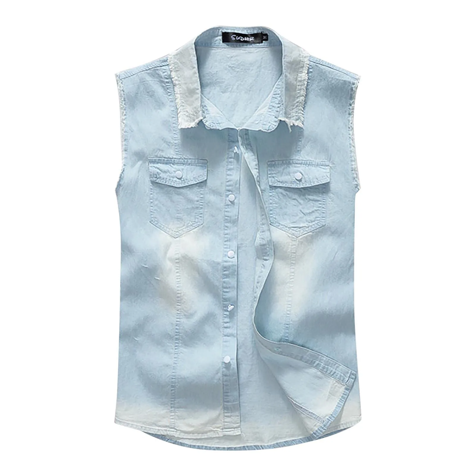 Gilet in jeans da uomo, mimetico, per il tempo libero, per fotografo, senza maniche, per attività all'aria aperta, campeggio, multi-tasca, senza maniche, gilet in jeans, G blu., XXL - immagine 1