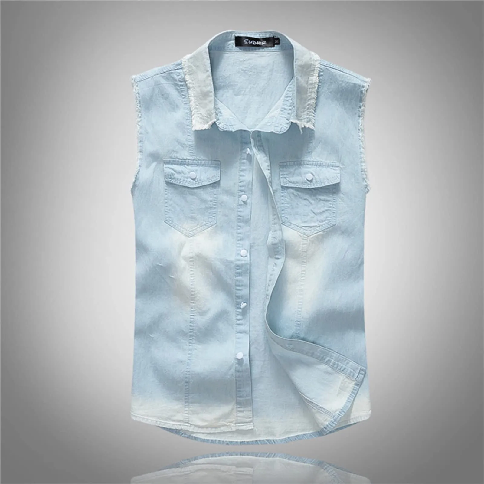 Gilet in jeans da uomo, mimetico, per il tempo libero, per fotografo, senza maniche, per attività all'aria aperta, campeggio, multi-tasca, senza maniche, gilet in jeans, G blu., XXL - immagine 2