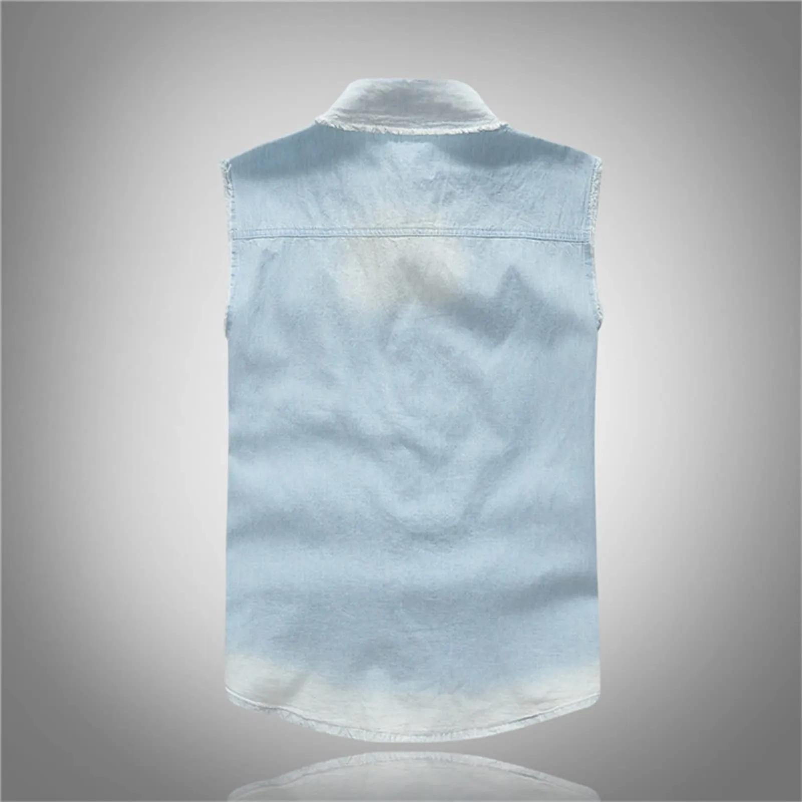 Gilet in jeans da uomo, mimetico, per il tempo libero, per fotografo, senza maniche, per attività all'aria aperta, campeggio, multi-tasca, senza maniche, gilet in jeans, G blu., XXL - immagine 4