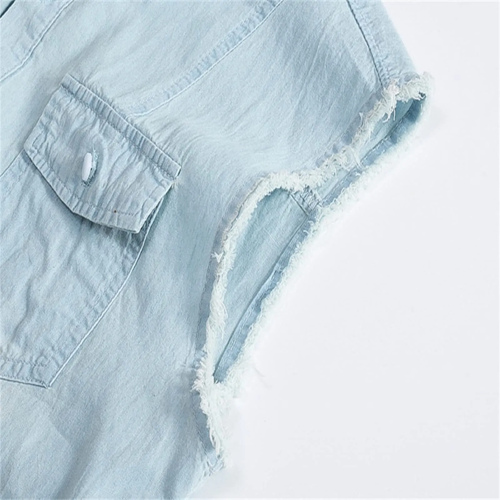 Gilet in jeans da uomo, mimetico, per il tempo libero, per fotografo, senza maniche, per attività all'aria aperta, campeggio, multi-tasca, senza maniche, gilet in jeans, G blu., XXL - immagine 5