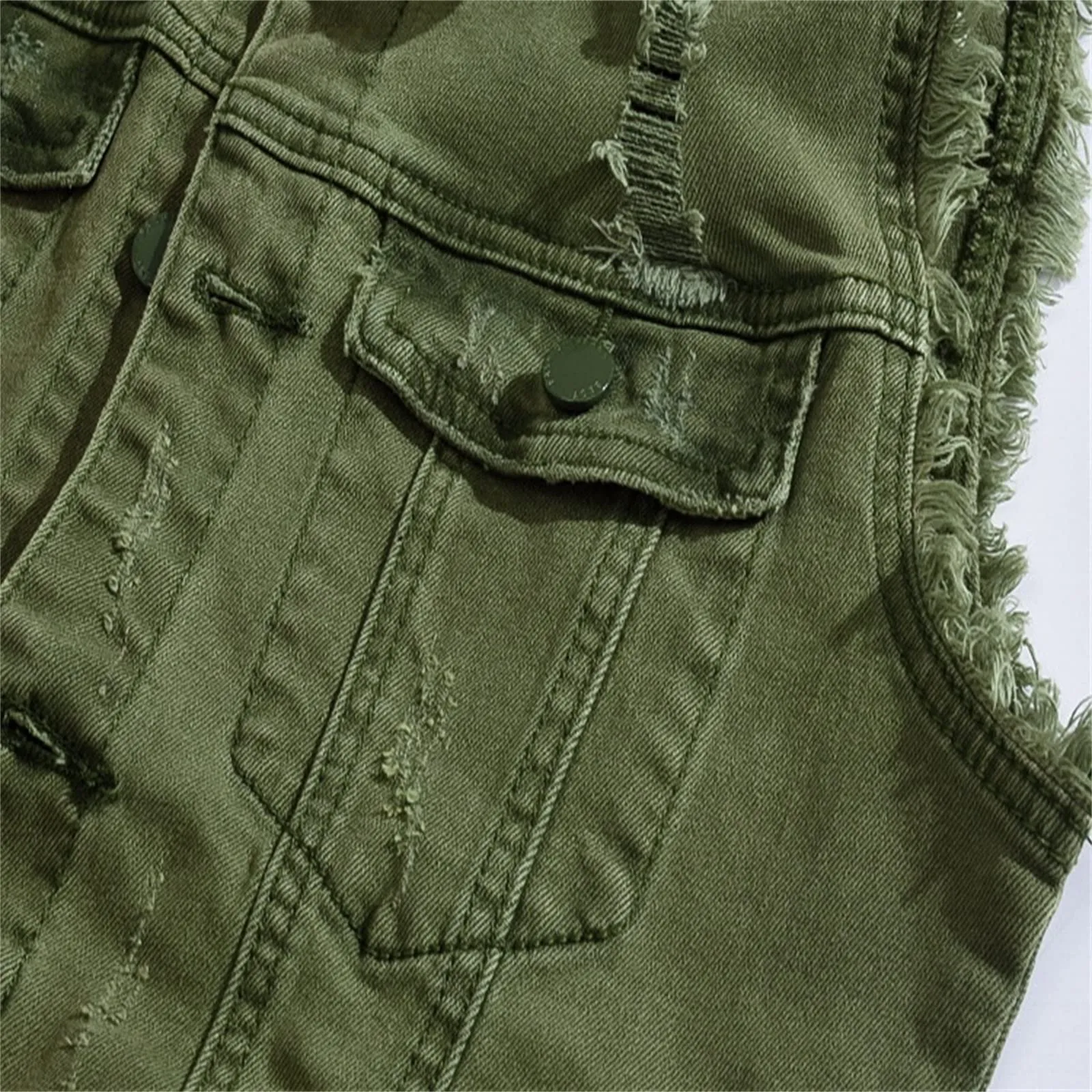Gilet in jeans da uomo, mimetico, per il tempo libero, per fotografo, senza maniche, per attività all'aria aperta, campeggio, multi-tasca, senza maniche, gilet in jeans, G verde., 4XL - immagine 4