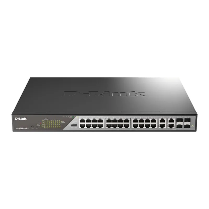 Switch D-Link DSS-200G-28MP 24 porte Gigabit PoE 370W 4 SFP L2 gestiti Combo 1U Rack - immagine 1