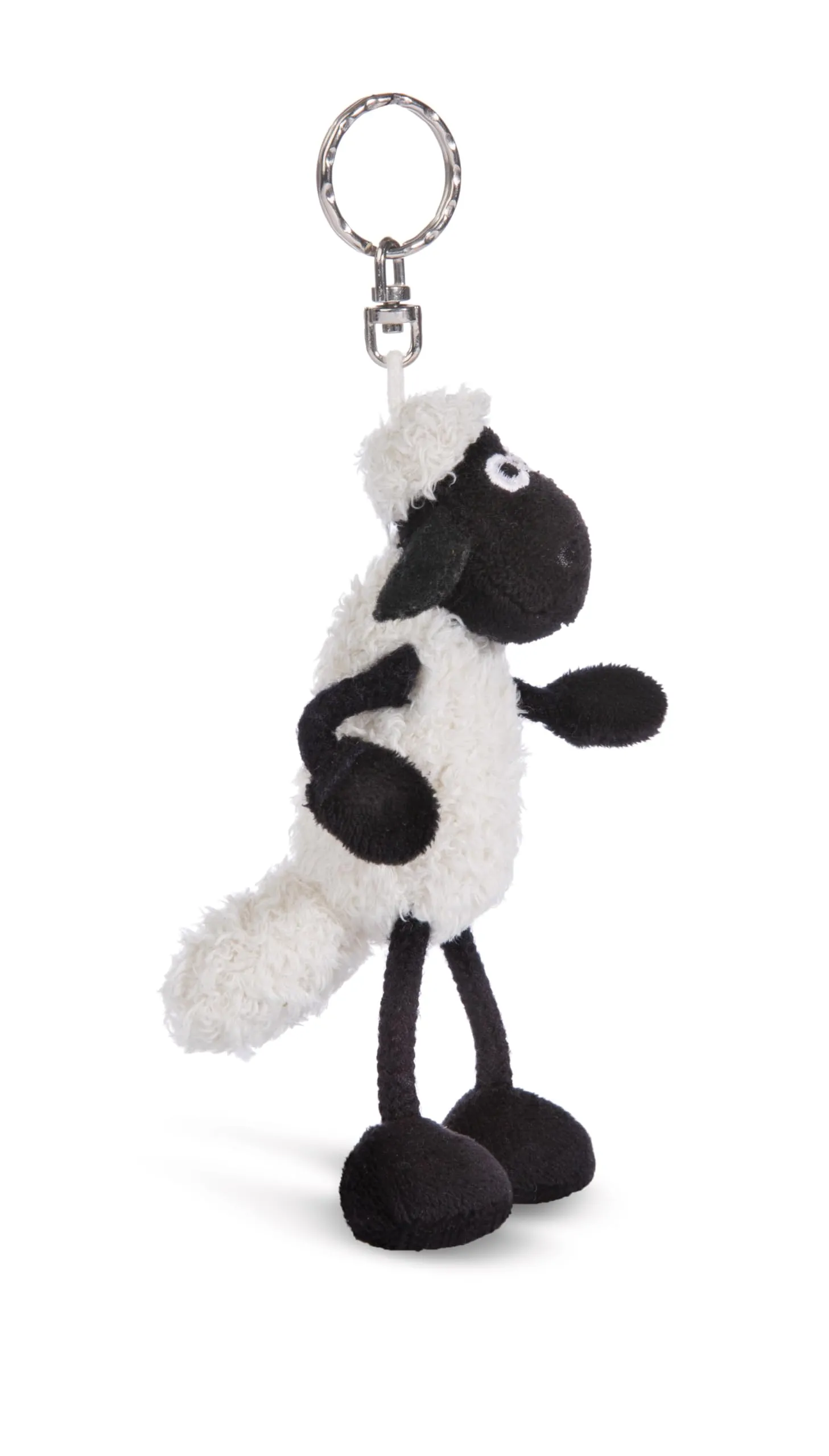 NICI Portachiavi pecora Shaun 10 cm bianco - Dolcissimo ciondolo sostenibile a forma di animale con anello per cordini e pendenti - immagine 2