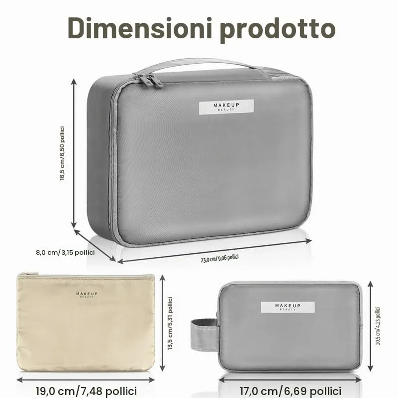Aucuu Beauty Case Donna, Beauty Case da Viaggio, Organizer Cosmetici, Porta Trucchi da Viaggio con Double Face Tascabile, Trousse da Viaggio, Borsa da Toilette per Viaggio/All'aperto - immagine 2