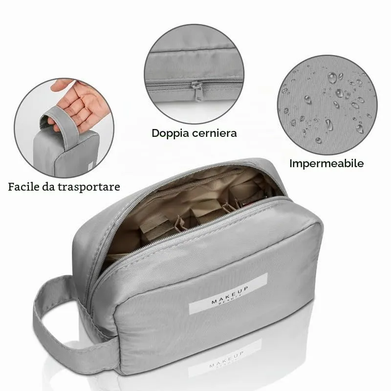 Aucuu Beauty Case Donna, Beauty Case da Viaggio, Organizer Cosmetici, Porta Trucchi da Viaggio con Double Face Tascabile, Trousse da Viaggio, Borsa da Toilette per Viaggio/All'aperto - immagine 3