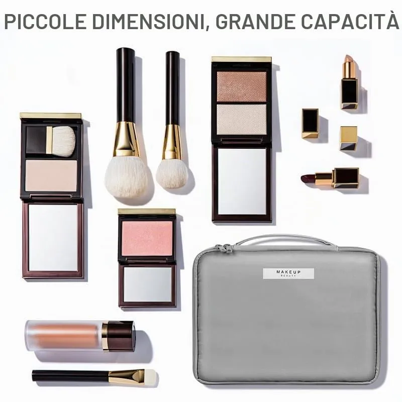 Aucuu Beauty Case Donna, Beauty Case da Viaggio, Organizer Cosmetici, Porta Trucchi da Viaggio con Double Face Tascabile, Trousse da Viaggio, Borsa da Toilette per Viaggio/All'aperto - immagine 4