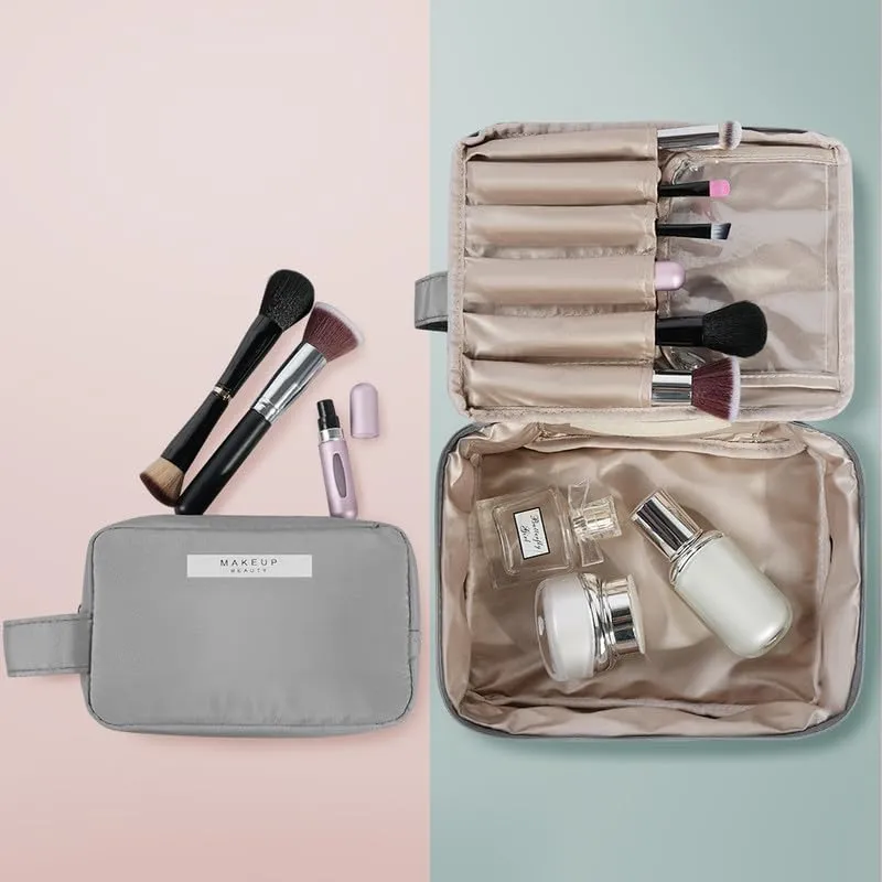 Aucuu Beauty Case Donna, Beauty Case da Viaggio, Organizer Cosmetici, Porta Trucchi da Viaggio con Double Face Tascabile, Trousse da Viaggio, Borsa da Toilette per Viaggio/All'aperto - immagine 5