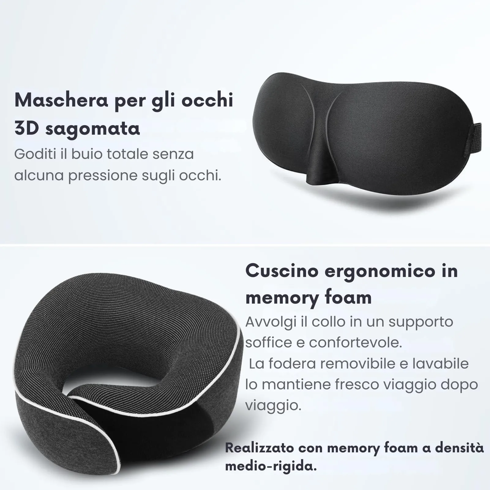 Proglobe Cuscino Cervicale Ortopedico da Viaggio, Grigio Scuro - immagine 8
