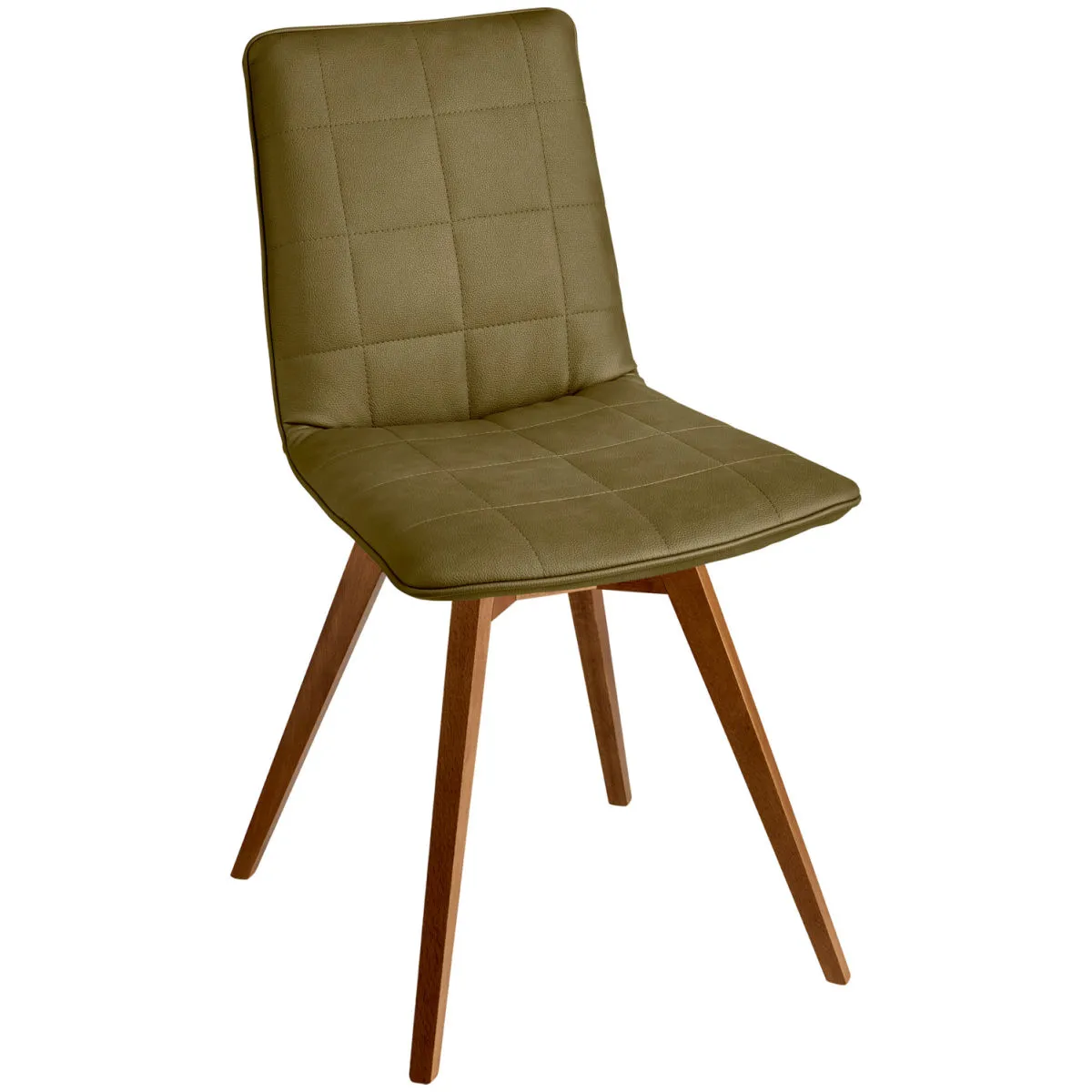 2x VEGA Sedia a guscio Milaria in similpelle, 2 pezzi; 60x51x88.5 cm (LxPxH); seduta verde oliva, struttura noce; 2 set / Pacco - immagine 1