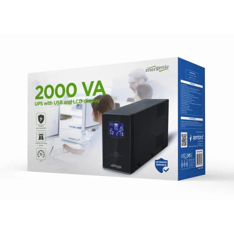 Batteria Sai Gembird 2000VA VRLA, 20 minuti, LCD AVR, protezione da sovraccarico USB - immagine 1