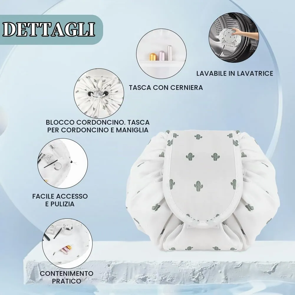 URAQT Borsa Cosmetica da Viaggio, Impermeabile, Portatile,Cactus - immagine 2